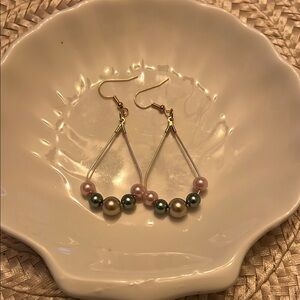 Pink and Gold Geometric Earrings with Modern Design